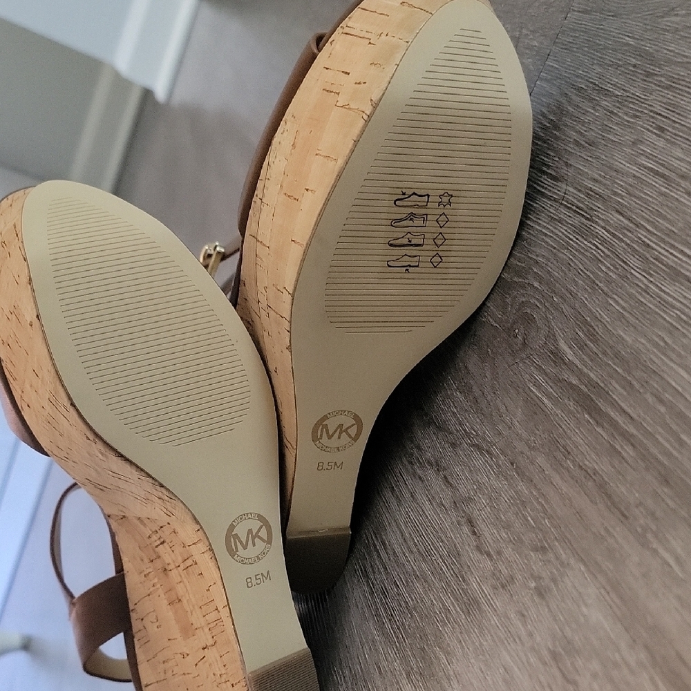 Michael Kors Brown Wedge Sandals with Ankle Strap - Picture 6 of 10